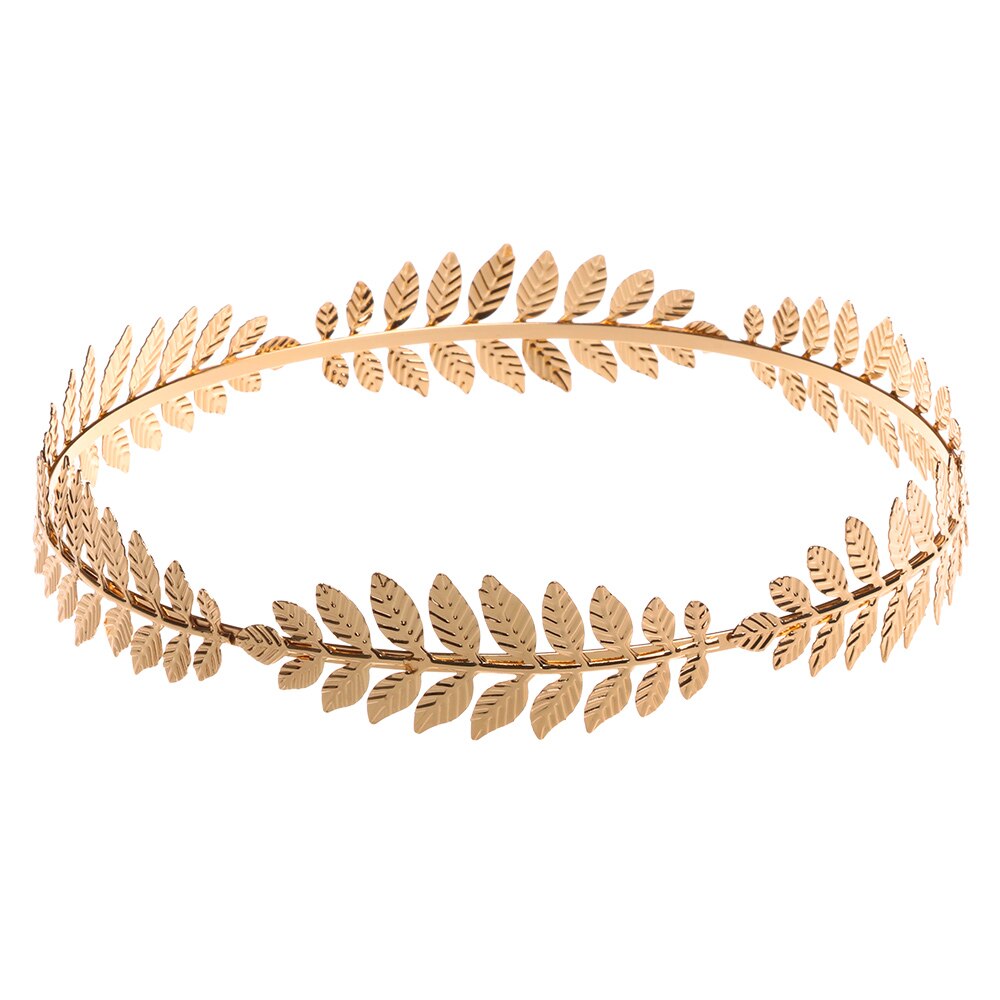 Vintage Hårbøjle Guld Blade Krans Bryllup Brude Tilbehør Hårbånd Kvinder Retro Krone Smykke Tiara: 5