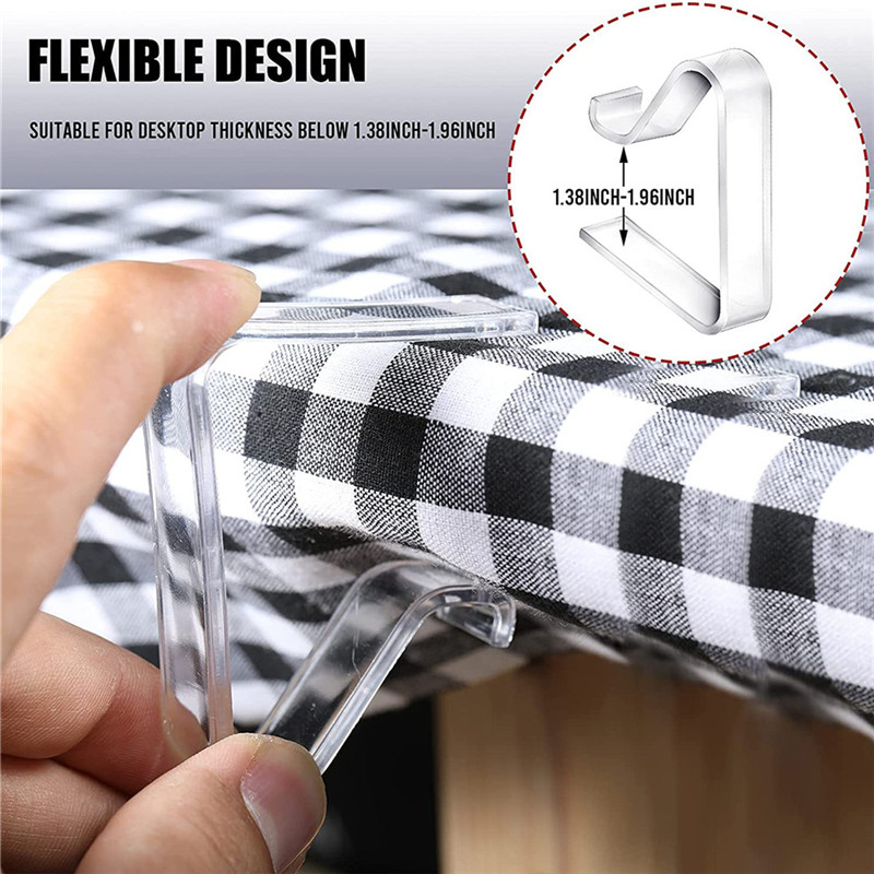 24-Pieces Transparent Tablecloth Clips Plastic Hold Down Clips Table Cloth Holder for Home Wedding Party Indoor Outdoor Picnic