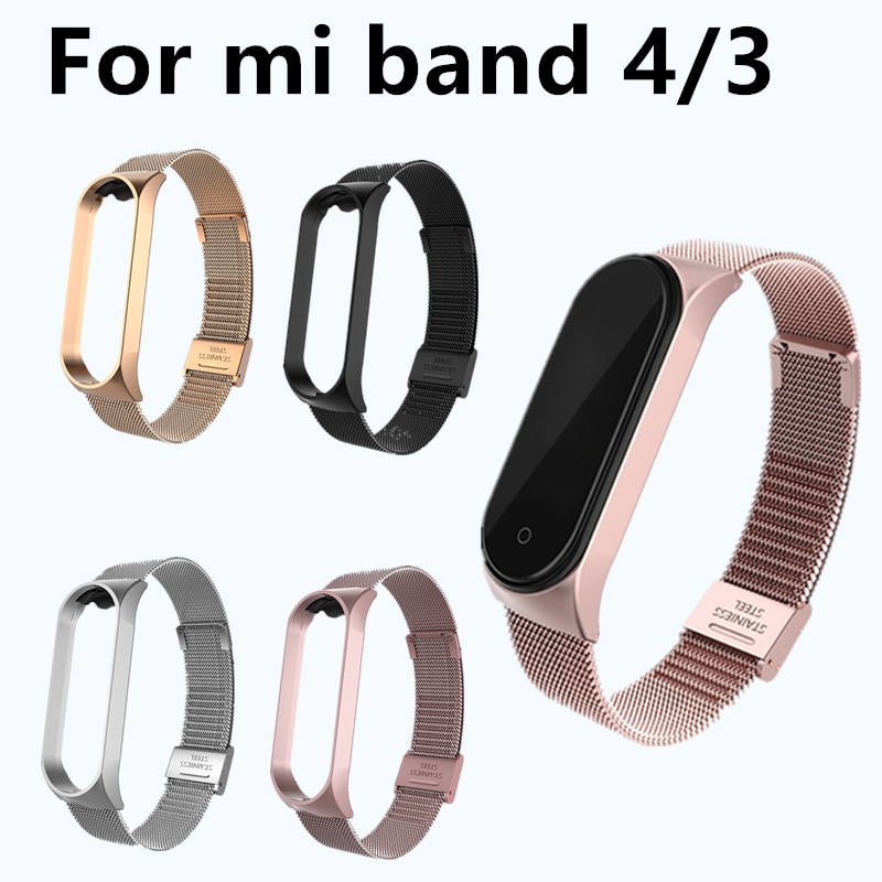 Mi Band 3 4 Wrist Strap Metal Rvs Polsband Voor Xiaomi Mi Band 4 3 Armband miband 4 3 Polsbandjes Band