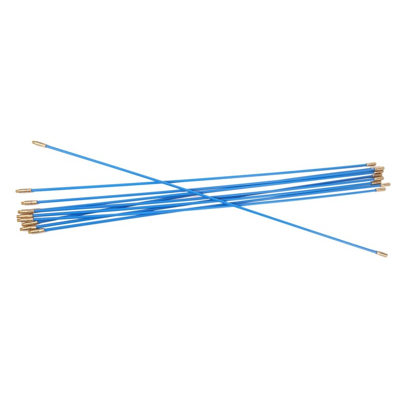 Fish Tape Cabling Rods 5.8M Fiberglass Electrical Cable Threader Running Puller In Case 10Rods X 58Cm, Blue