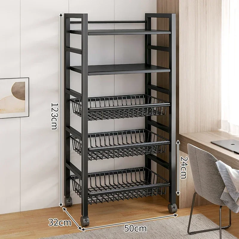 Carro de cesta de verduras para cocina, estante de almacenamiento multifuncional, carrito rodante móvil para fruta, horno microondas, organizador de cocina: Verde militar
