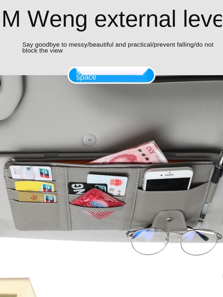 Automotive Sun Louver Storage Multifunctional inside the Car Glasses Clamp Card Buggy Bag Card Package Bill Document Bag