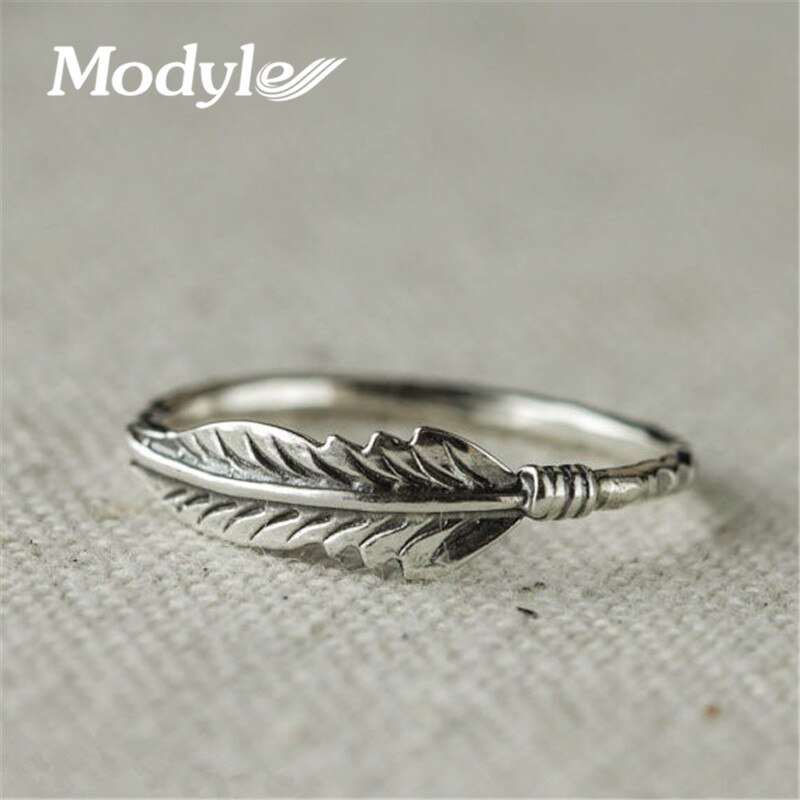 Modyle 2022 Silber Farbe Ringe Für Frauen Jahrgang thailändisch Silber Farbe Feder Schmuck Ring Für Liebhaber Beste: 6