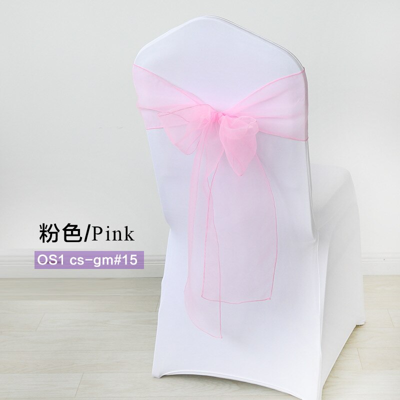 50pc/Set Sheer Organza Red Sash Size 7x108inch Event Ceremony Party Wedding Chairs Knot Decoration Chair Sashes Bow: Pink
