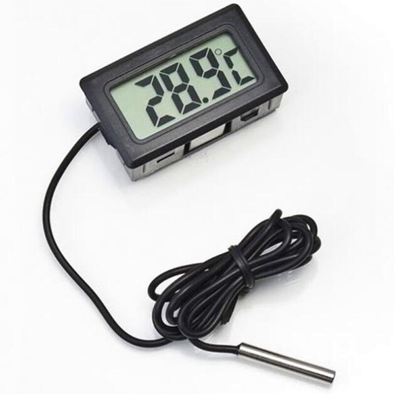 Lcd digitalt termometer hygrometer sonde køleskab fryser termometer termograf til køleskab temperatur kontrol  -50 ~ 110 c: Sort termometer