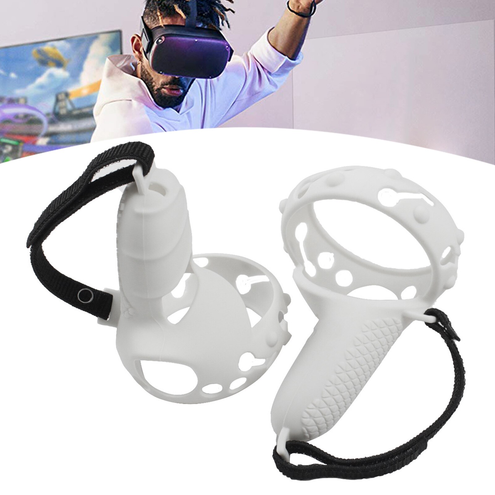 Voor Oculus Quest 2 Siliconen Band Bescherming Cover Vr Accessoires Vr Gaming Controller Handgreep Voor Oculus Quest2 Accessoires