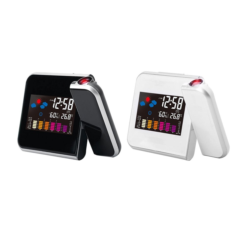 Electronic Digital Weather Forecast Clock LCD Screen Alarm Clock Calendar Projector LED Backlight Home Bedside Desktop Decor