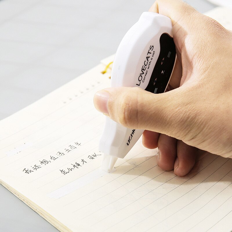 1 pc losowy koreańnarty styl czarny biały kot przezroczyste biurowe korektor taśma korekcyjna wałek białe naklejki dla dzieci szkoły dostaw