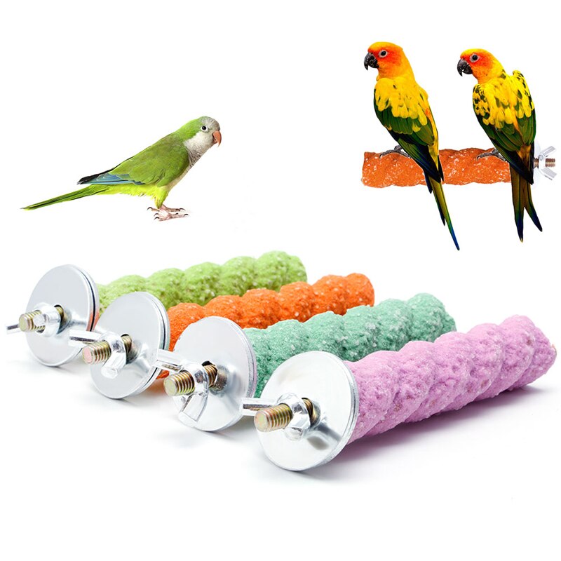 1Pc Bird Cage Colorful Pet Bird Cage Perch Stand Platform 2x8cm Paw Grinding Parrot Parakeet C42