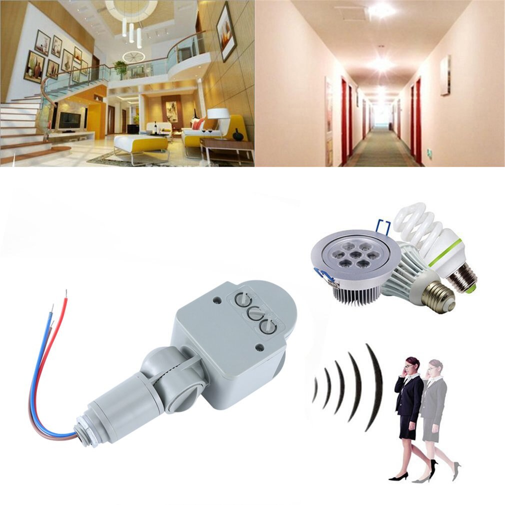 Bevegelsessensor lysbryter utendørs  ac 220v automatisk infrarød pir bevegelsessensorbryter med led lys
