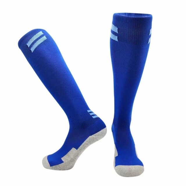 Cycling Socks Kids Men's Women Thicken Soccer Socks Running Basketball Socks Football Sport Team Long Towel Socks Bike Stockings: CJM6 blue / Men size