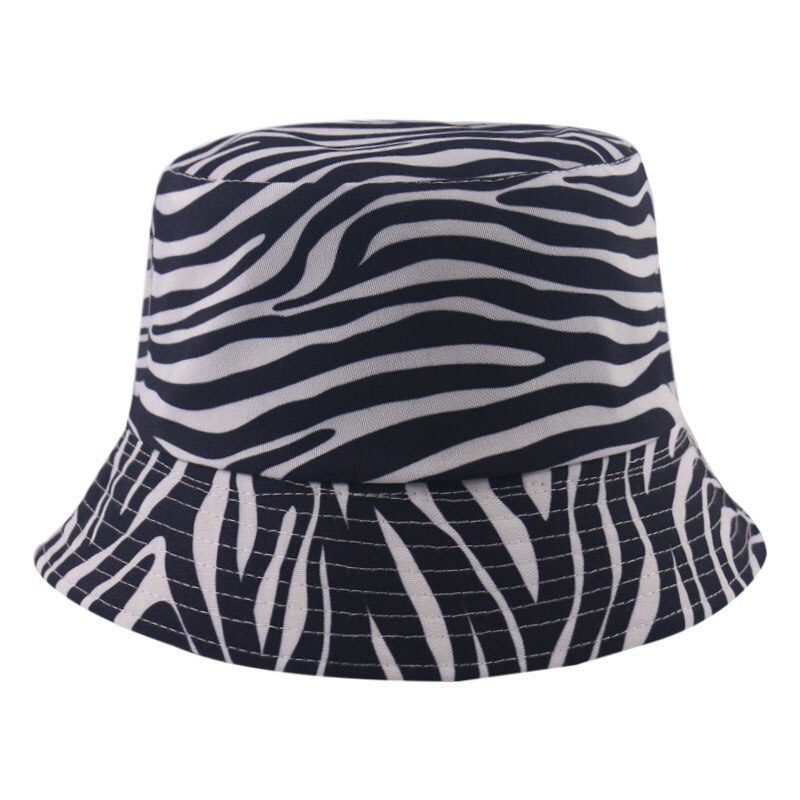Rævemor reversibel sort hvid stribet zebra print spand hatte til kvinder gorras fisherman caps sommer