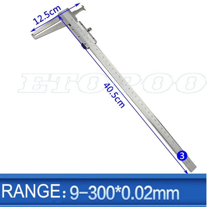 9-300mm/0.02 Long Claw Inside Groove Vernier Calipers Steel Inner Vernier Calipers Accuracy Measuring Tools: 9-300mm