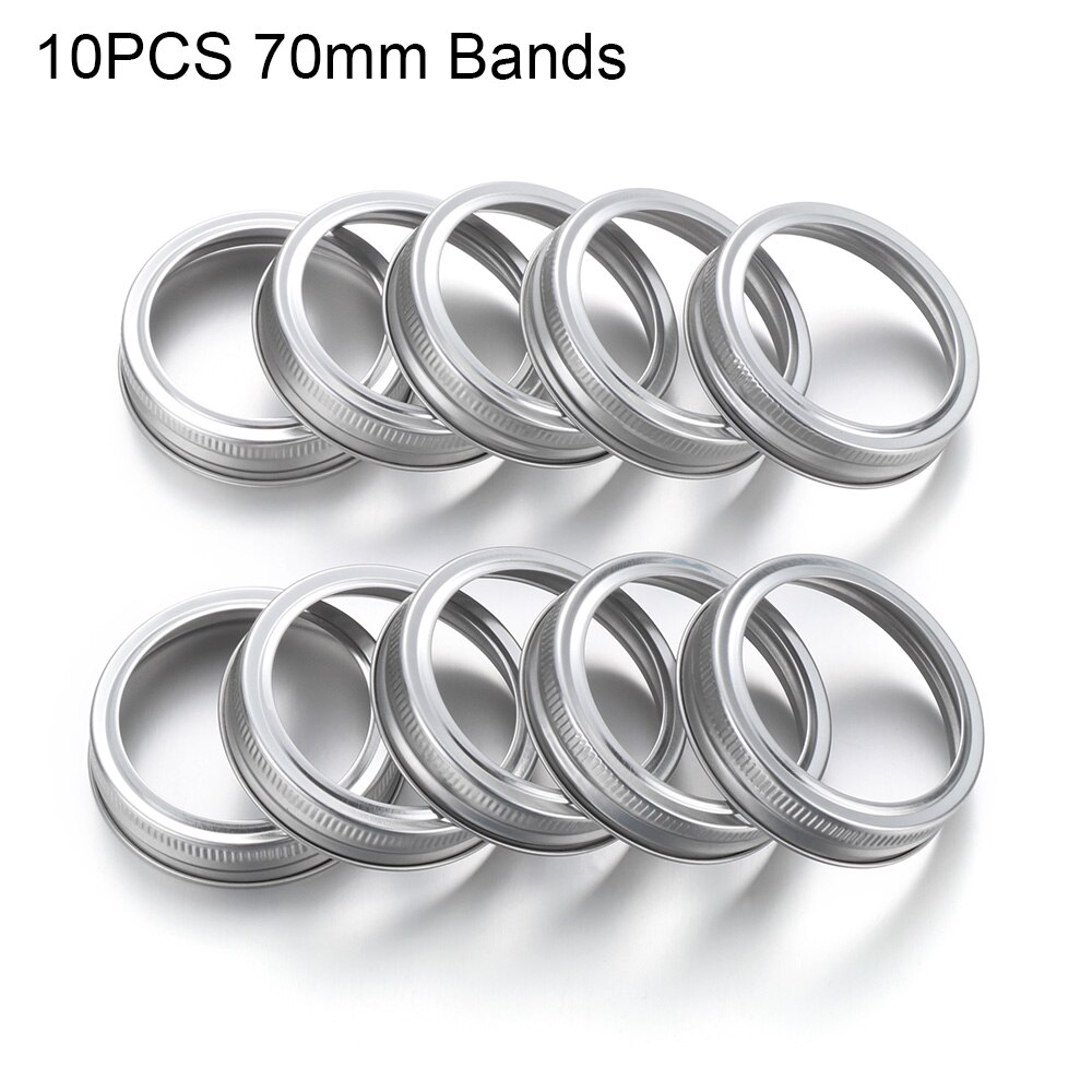 10Pcs/Pack Canning Lids Leak-Proof Wide Mouth Mason Jar Lids Tinplate Jar Caps Home Kitchen Food Storage Accessories: 10PCS 70mm Bands