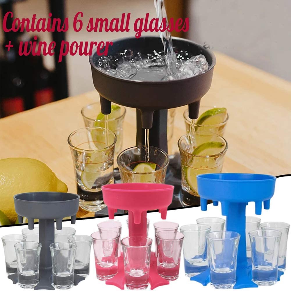 Dispenser For Filling Liquids Shots Dispenser Multiple 6 Shot Dispenser Bar Shot Dispense Dispenser with 6 Acrylic Cups