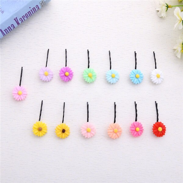 10PCS Hairpins Small Flowers Gripper Children 4 Claws Plastic Hair Clip Clamp for Baby Girls Hair Accessories: Red