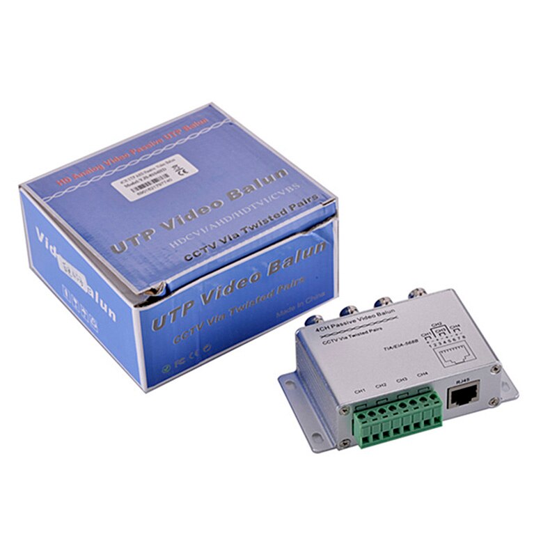 Silver 4 Channel Passive Video Balun Rohs Transmitter Receiver 4CH Balun Transceiver Adapter UTP Cat5 RJ45 Kaycube Security