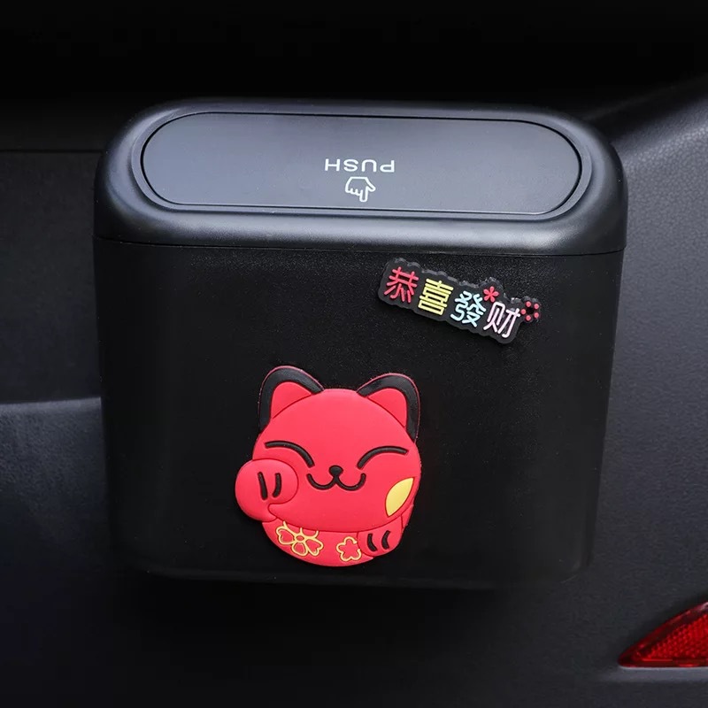Creatieve Auto Vuilnisbak Multi Functionele Schattige Cartoon Auto Gemonteerde Opbergbak Van Auto Gebruikte Diverse Opslagbak: Black