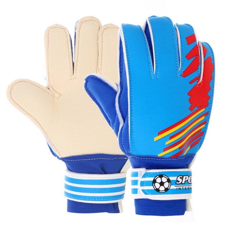 Children Kids Youth Sport Football Soccer Goalkeeper Goalie Training Gloves Gear Training Football Game Gloves: Blue