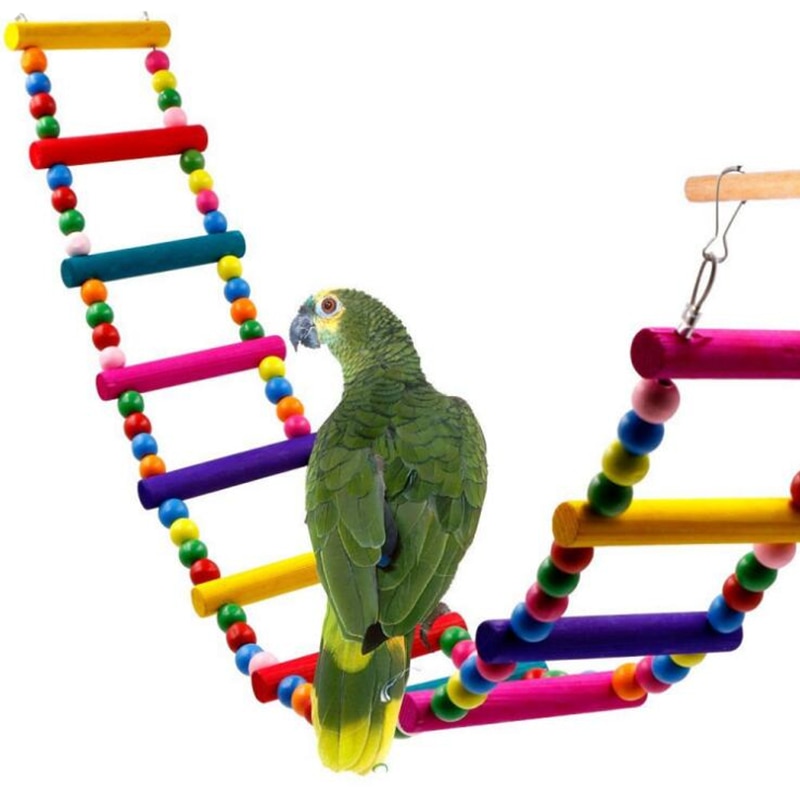 Hout Huisdier Vogel Speelgoed Papegaai Klimmen Ladders Houten Oefening Speelgoed Kleurrijke Bead Aangesloten Opknoping Huisdier Vogel Spelen Speelgoed Levert 27
