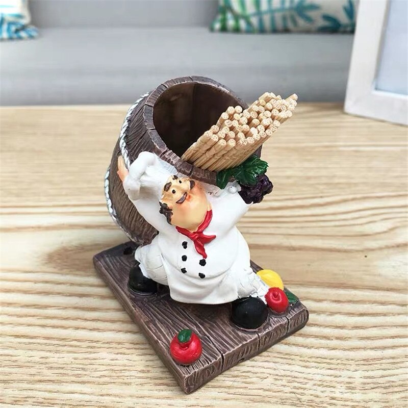 American Pastoral Cute Fat Chef Toothpick Holder Household Personality Simple Kitchen Restaurant Storage Box: C