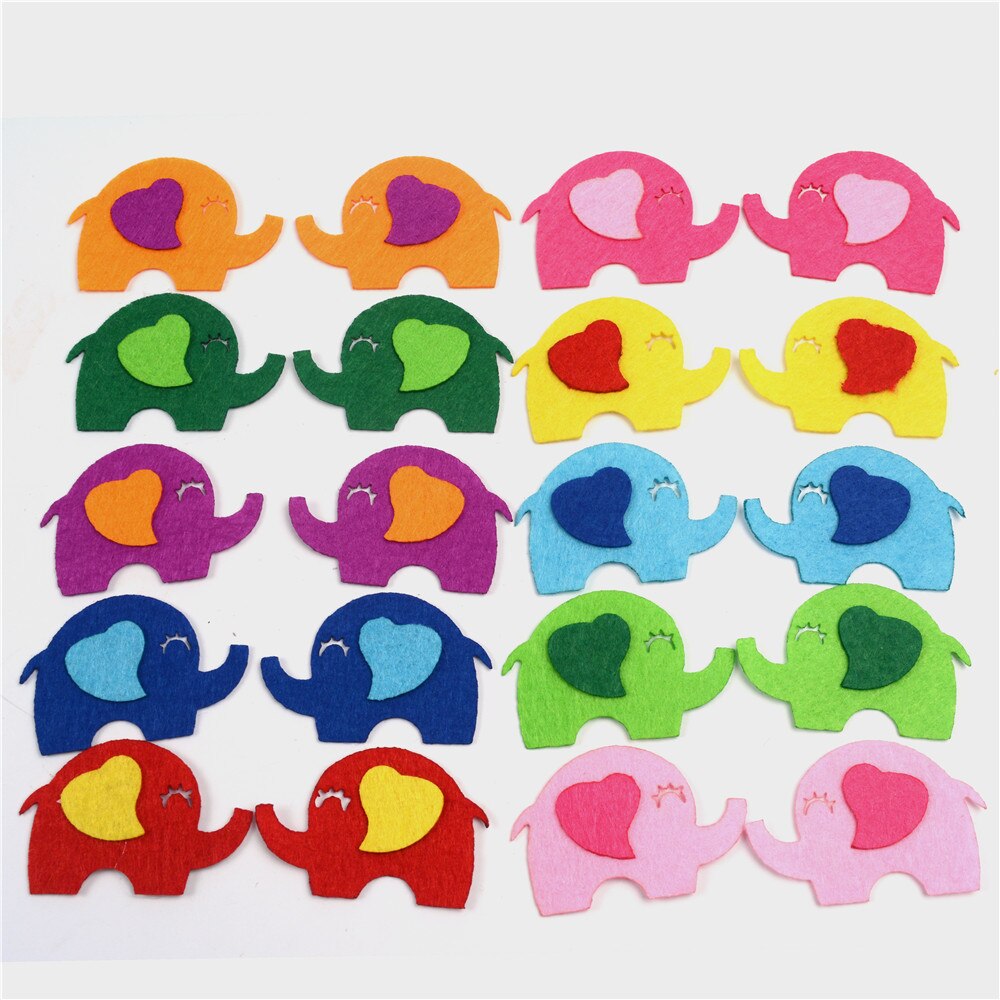 20 stuks Non Woven Vilt 1mm Dikte Polyester Doek Vilt DIY Bundel Voor Naaien Poppen Olifant Vorm Ambachten-