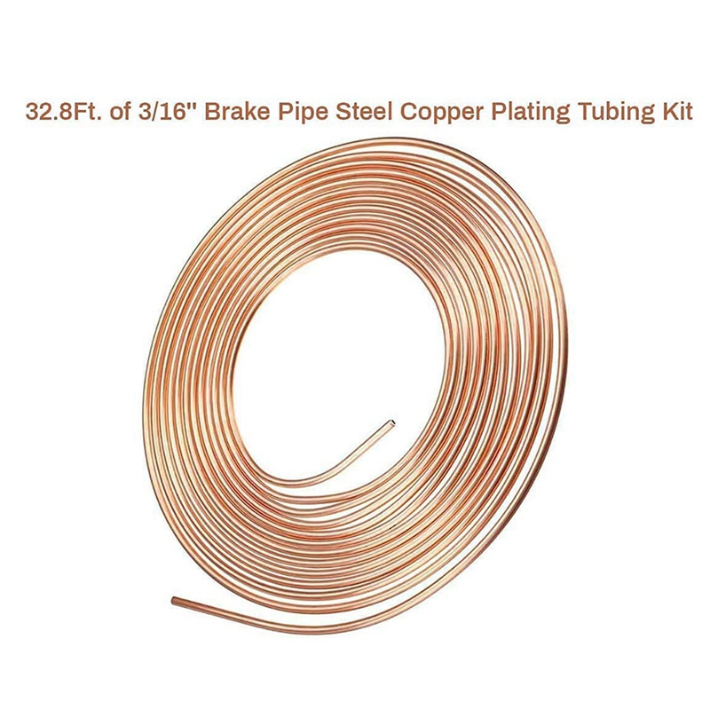 32.8 Ft Brake Pipe Copper-Plated Steel Pipe 3/16 Inch Car Replacement Brake Pipe Kit Car Brake Hose