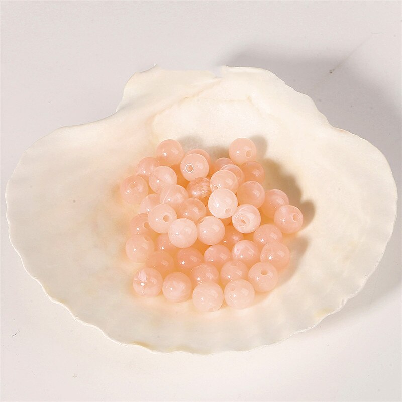 100pcs 6mm Acrylic Clouds Beads Effect Round BEADS Spacer Loose Beads For Jewelry Making Accessories DIY Bracelet Necklace: Nude