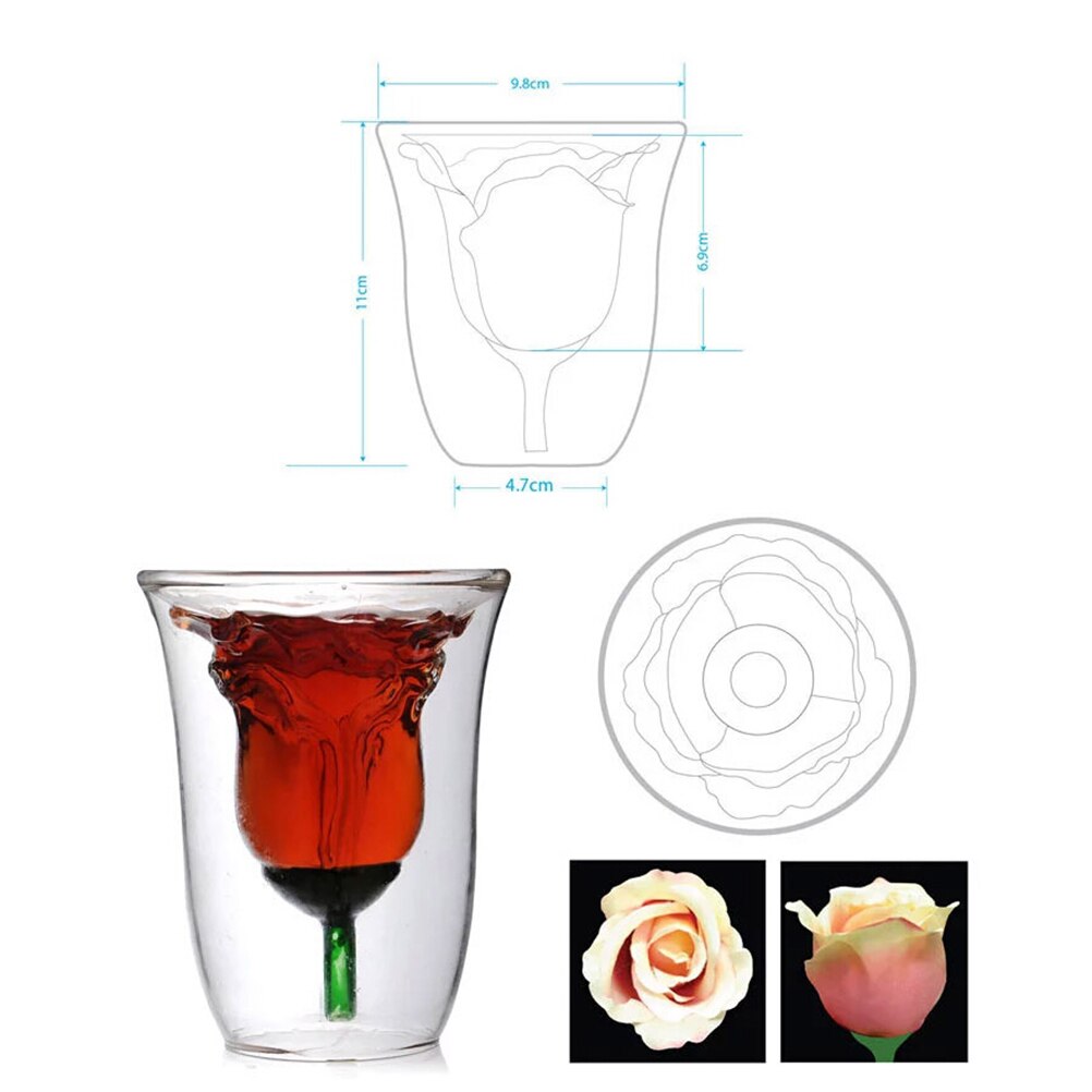 180ml dobbeltlags glass kopp glass kaffekrus klar dobbel vegg isolert termisk drikkekopp til øl vodka vin whisky
