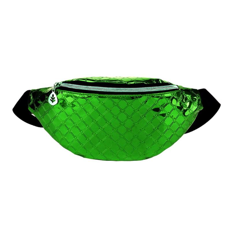 Vrouwen Shiny Lederen Borst Zak Tiener Meisjes Mode Effen Taille Pak Vrouwelijke Toevallige Sport Fanny Schouder Crossbody Pack: Green