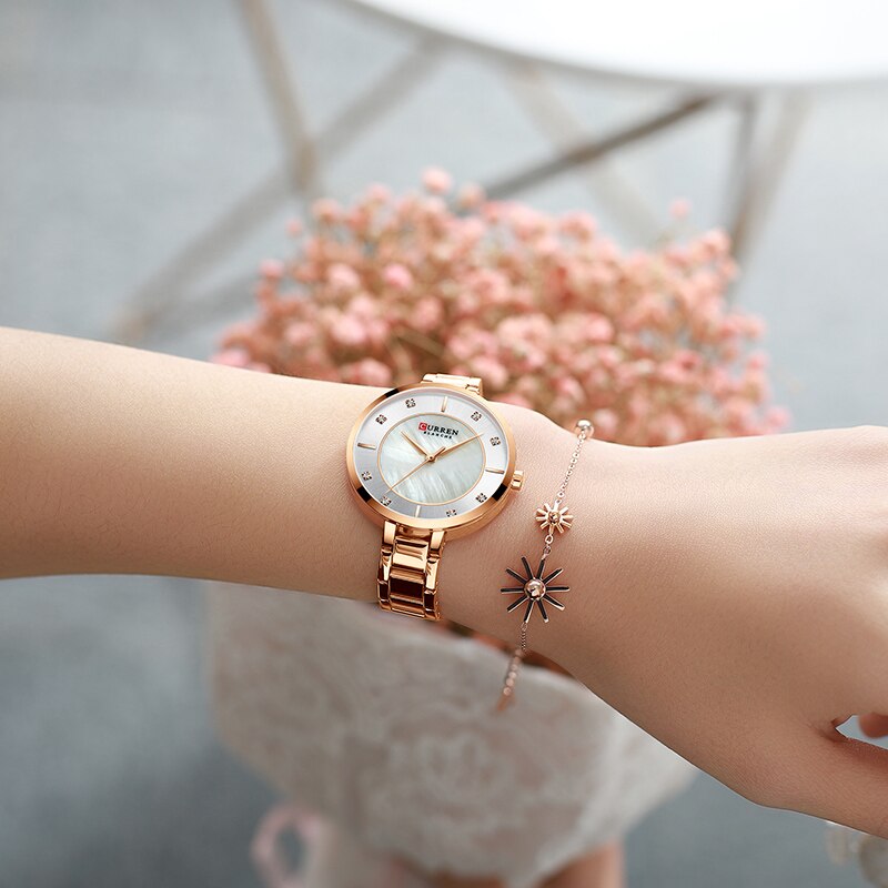 Vrouw Horloges Rose Curren Top Luxe Horloge Vrouwen Quartz Waterdichte vrouwen Horloge Dames Meisjes Horloges Klok