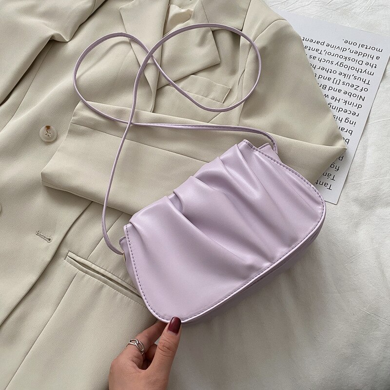 Sommar sadelväska kvinnlig molnväska shoulder messenger koreansk version av enkel fairy fold-väska: Lila
