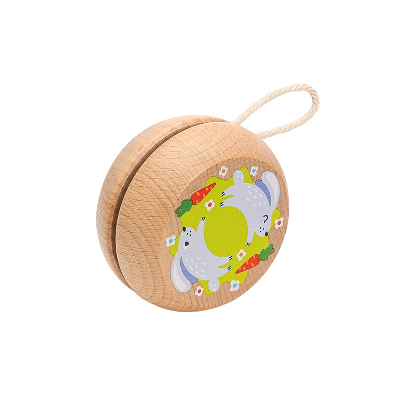 Cartoon Wooden Yo-yo Ball for Children Color Painted Wood Toys Hand Flexibility Training Classic Educational Toys Birthday: Rabbit