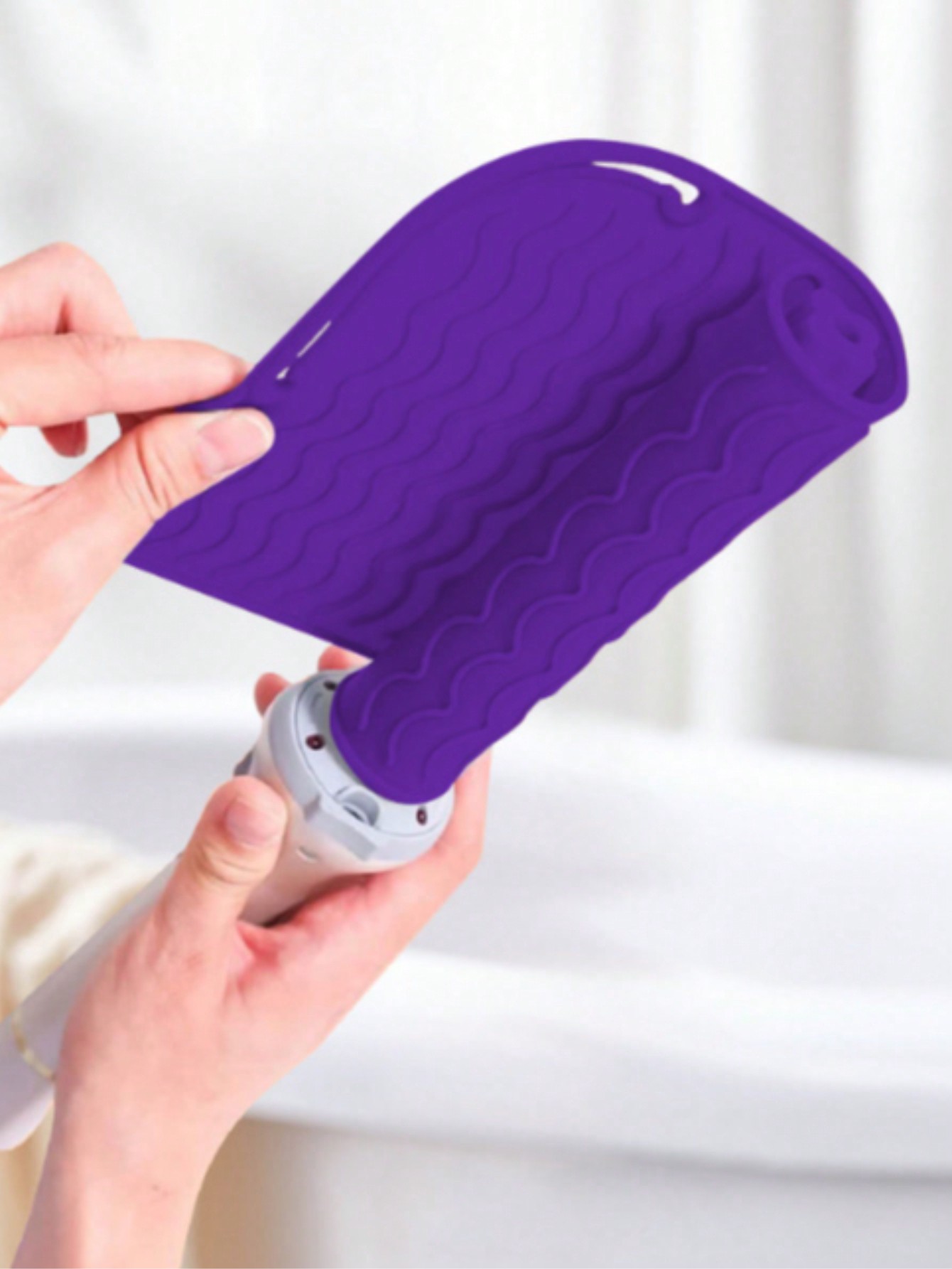 Tapis en Silicone résistant à la chaleur, grande taille, Portable, outils chauds de voyage, housse pour fer à friser, fer plat, lisseur de cheveux: Violet