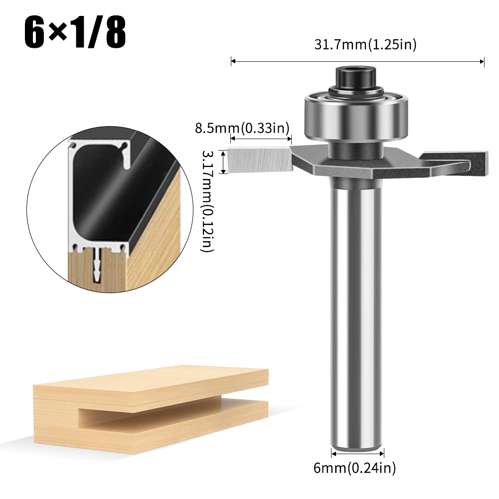 Vástago de 6mm y 12mm, fresa en forma de T de doble filo, herramientas de ranurado de rodamiento, fresa para carpintería, herramientas de carpintería: 36 mm