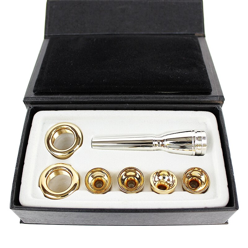 Gold Trompete Mundstück 7C 5C 3C Trompete Mundstück Set mit Box Reinigungstuch kompatibel mit Yamaha Bach Conn King Musikinstrumenten für Anfänger und Profispieler 3er Pack