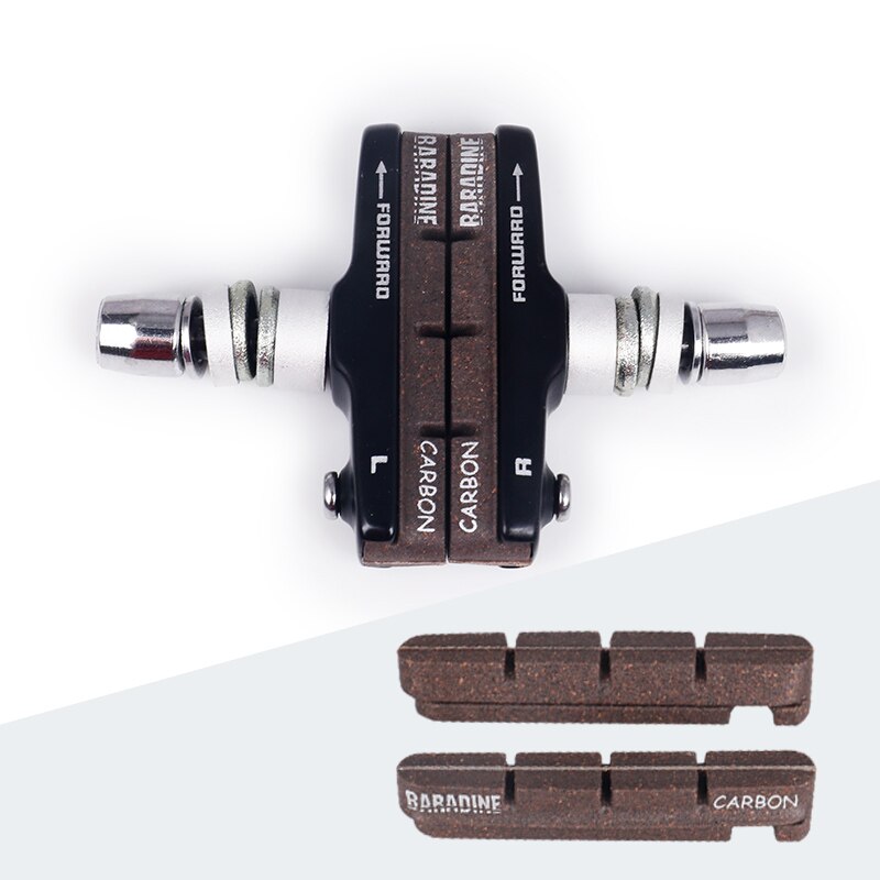 Baradine 1 Pair Bike Brake Cork Pads for Carbon Rims Bicycles Linear Pull Brakes MTB Road Carbon Wheelset Threaded Braking Set: Black N Inserts