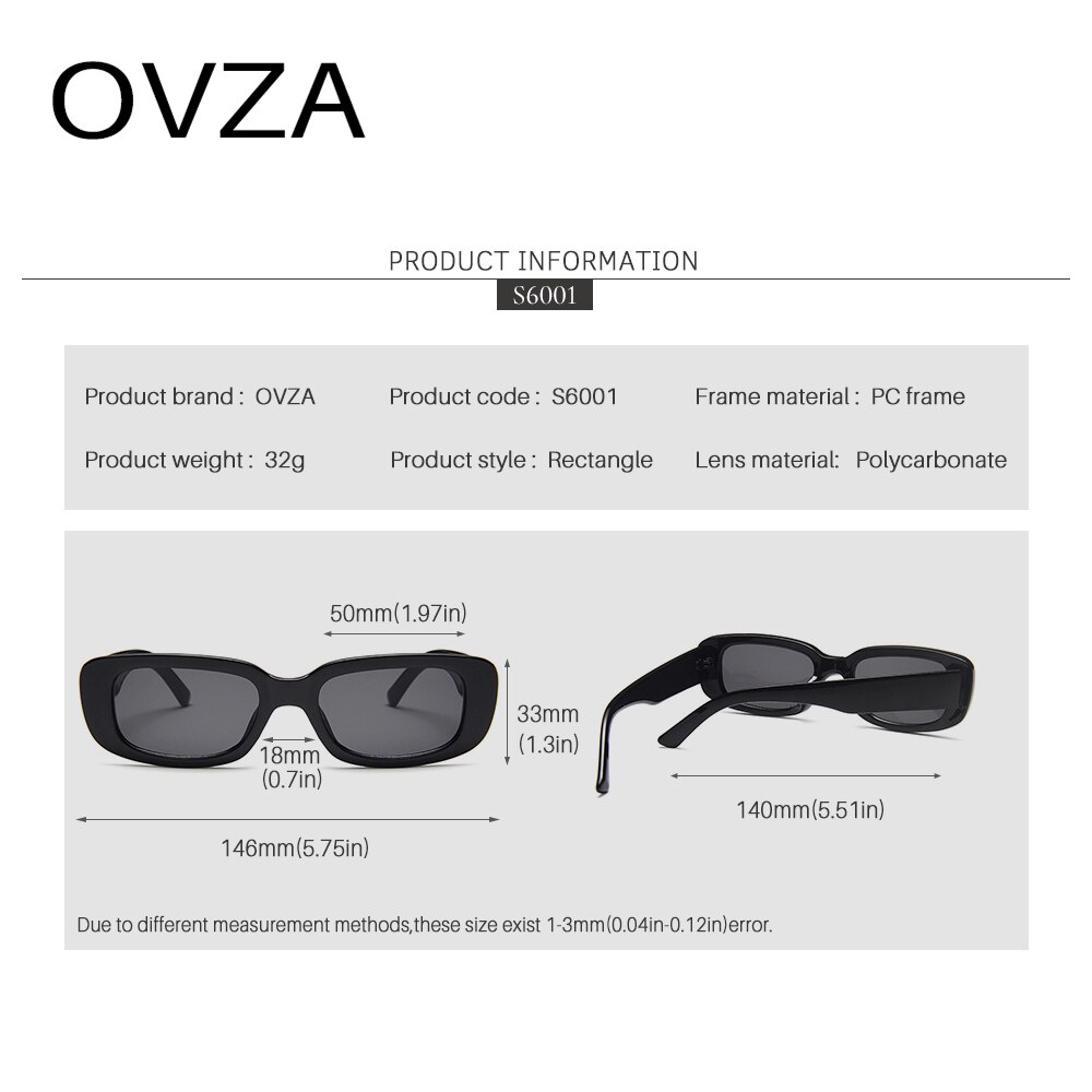 Ovza smalle zonnebril voor dames heren rechthoekige bril  uv400 doorschijnend snoepkleur  s6001