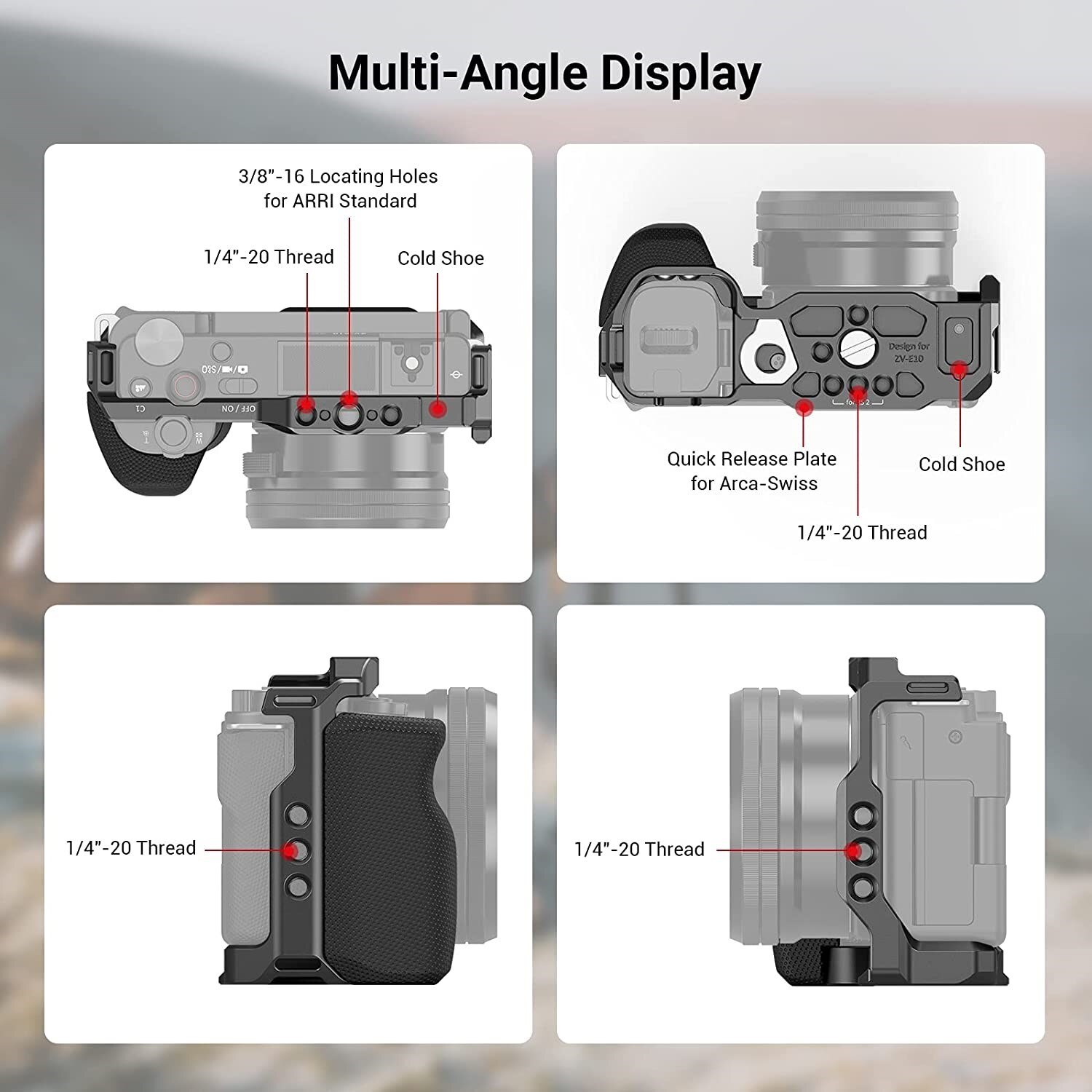 Smallrig Sony ZVE10 Camera Kooi Met Siliconen Kooi Handvat Ingebouwde Arca Quick Release Plaat Kooi Rig Kit Voor sony ZV-E10 3538