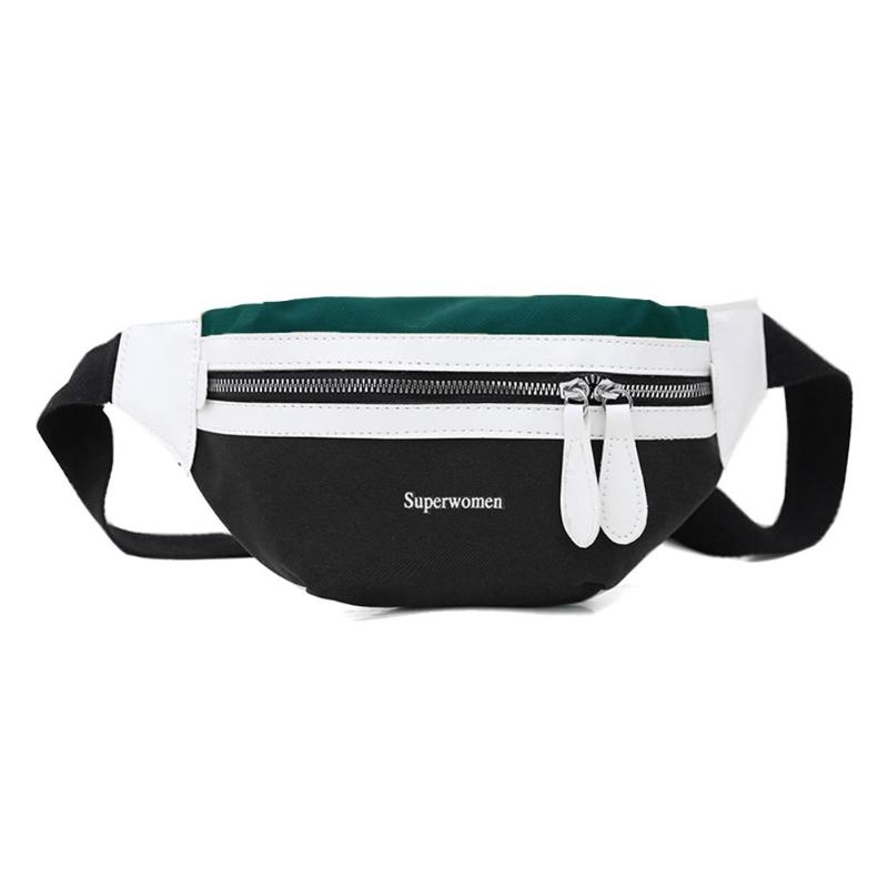 Femmes taille Fanny ceinture Packs femme décontracté fermeture éclair toile poitrine sacs adolescentes Hit couleur sport épaule bandoulière sacs: Bleu