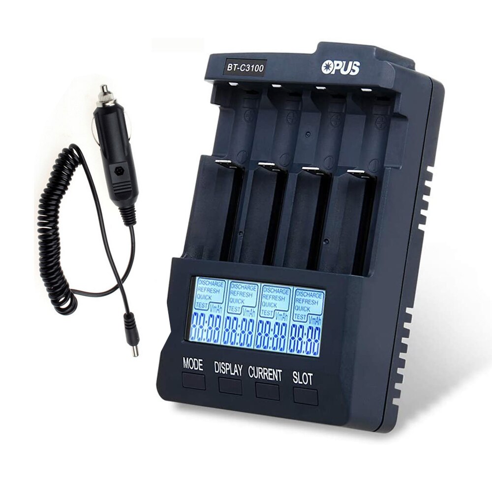 Originele Opus BT-C3100 V2.2 Digitale 4 Slots Lcd Batterij Lader Voor Li-Ion Nimh Nicd Aaa Aa 18650 10440 17500: BT-3100 Car / Au