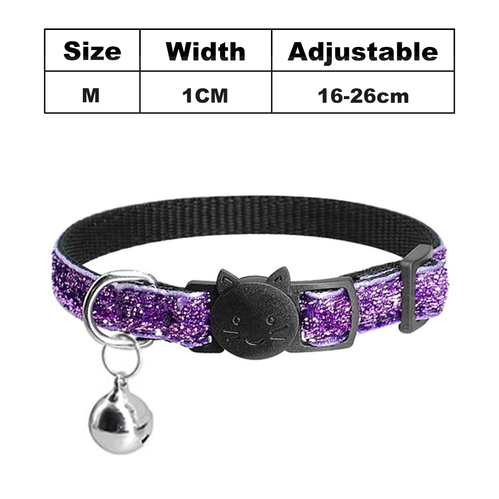 Collar para gatos, productos para collares para perro y mascotas, Collar para Gato, arnés para cascabel para gatos, Correa brillante para gatito: Purple Cat Collar