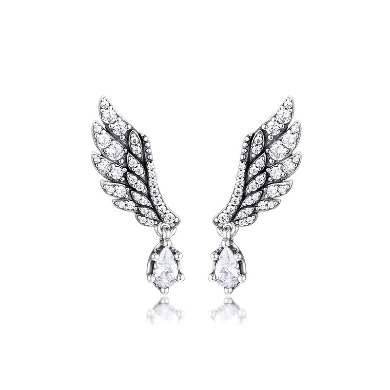 Bungelende Angel Wing Oorbellen 925 Sterling Zilveren Sieraden Voor Vrouw Make Up Mode Vrouwelijke Oorbellen Partij Sieraden