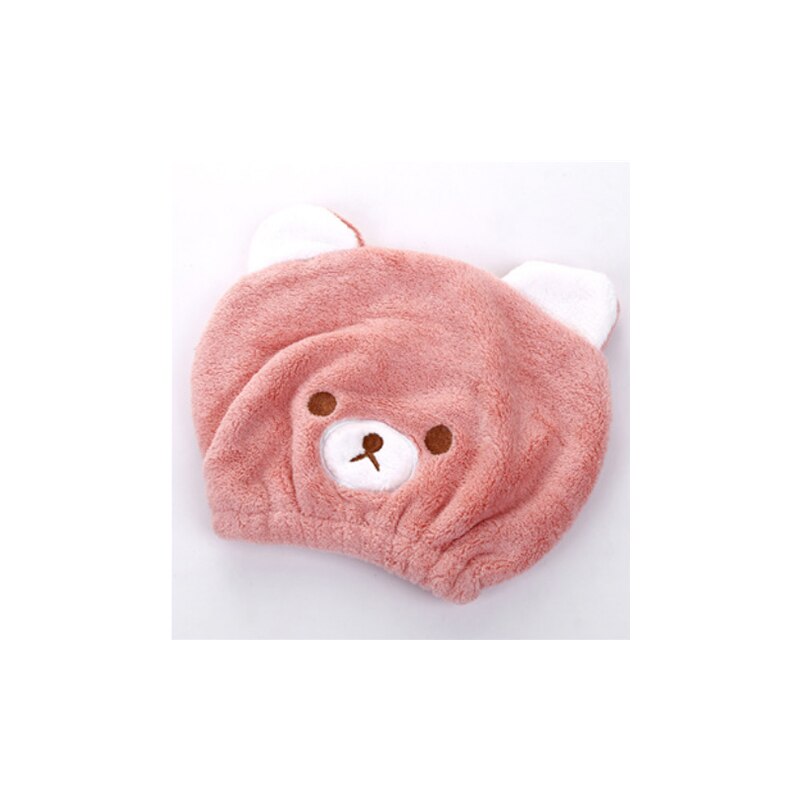 Children's dry hair cap Cute animal embroidery super absorbent dry hair cap Children's dry hair towel: Pink