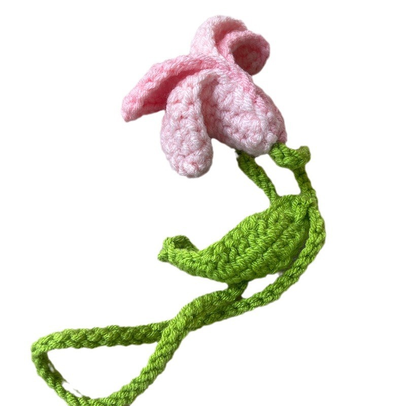 Flor de lirio hecha a mano, flor de simulación tejida, flor hecha a mano, tejido de hilo artesanal, ramo de ganchillo casero