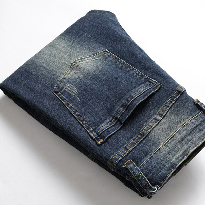 2022 European And American Stretch Jeans Denim Men Nostalgic Personality Stitching Trendy Pants European And American Large Size