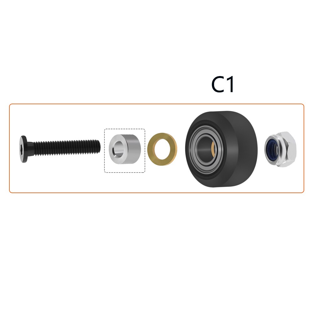 1Set Cnc Forte Solido Pom Kit Ruote per Openbuilds V-Slot Ferroviario, di Bue Cnc, ruota Solida Lineare Estrusione 3D Stampante Reprap Cnc: C1