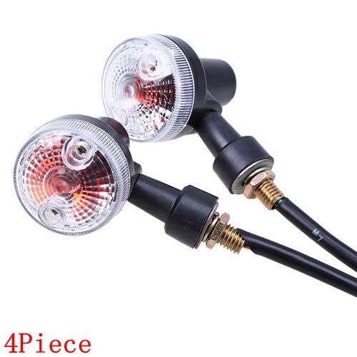 Possbay 4 Stuks Motorcycle Knipperlichten Indicator Lamp Amber Flashers Voor Kawasaki Suzuki Harley Honda Cafe Racer Turn Lamp: Clear Black