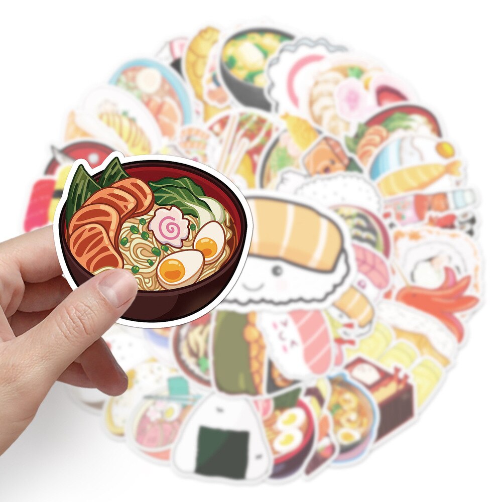 10/50Pcs Cartoon Sushi Sticker Set Japanese Food Stickers for Journal Planner DIY Crafts Scrapbooking Diary Notebook Laptop