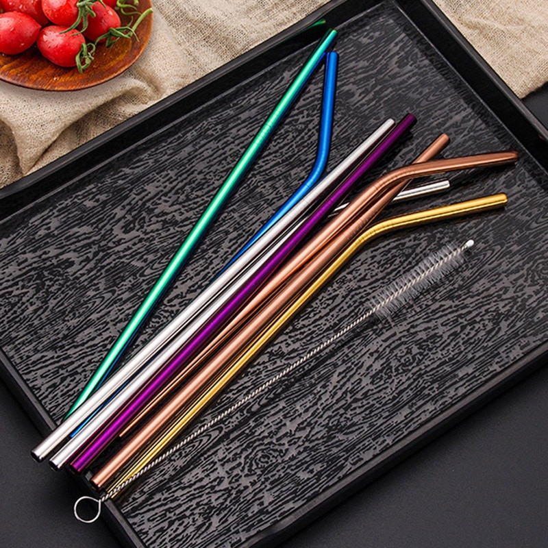 De utensilios de cocina de paja reutilizables para bebidas de acero inoxidable 304, accesorio multiuso para Bar o , herramientas para beber dobladas en 4 colores 1 Uds.
